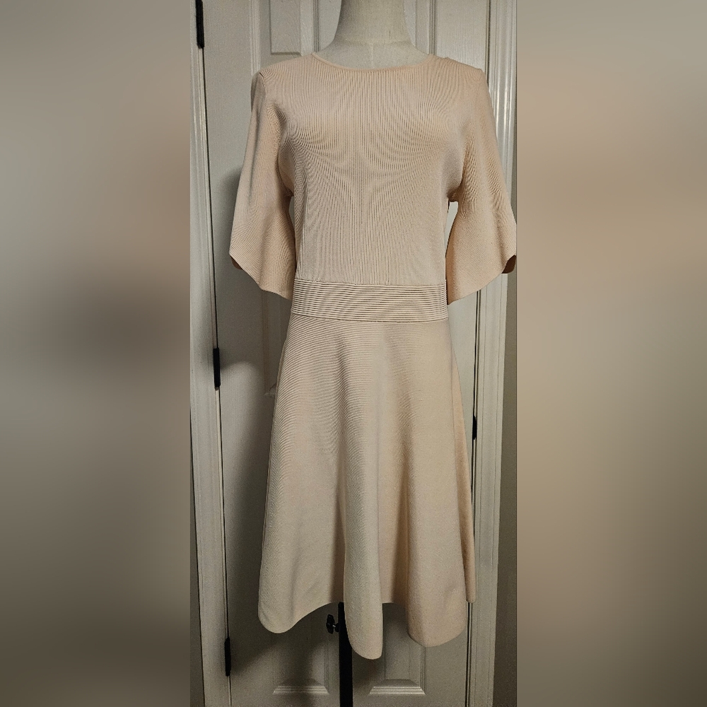 NWT Ted Baker Flare Short Sleeve Crew Neck Mini Dress: Lt Pink: Size 4 (US 8-10)